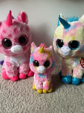 3 Beanie Boos Unicorn Plushies